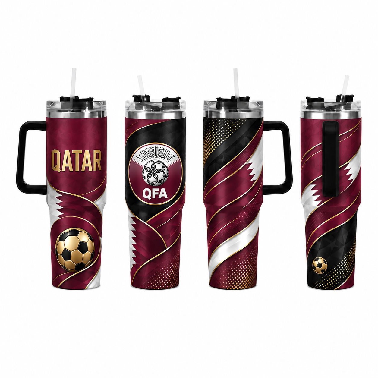 FIFA 2026 Qatar Football Sports All Over Printed 40oz Tumbler With Straw And Lid