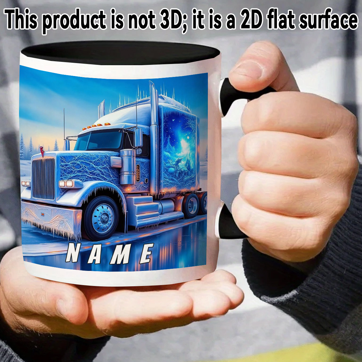 1pc Customizable Name Ice Sculpture Truck Pattern Durable White Ceramic Mug