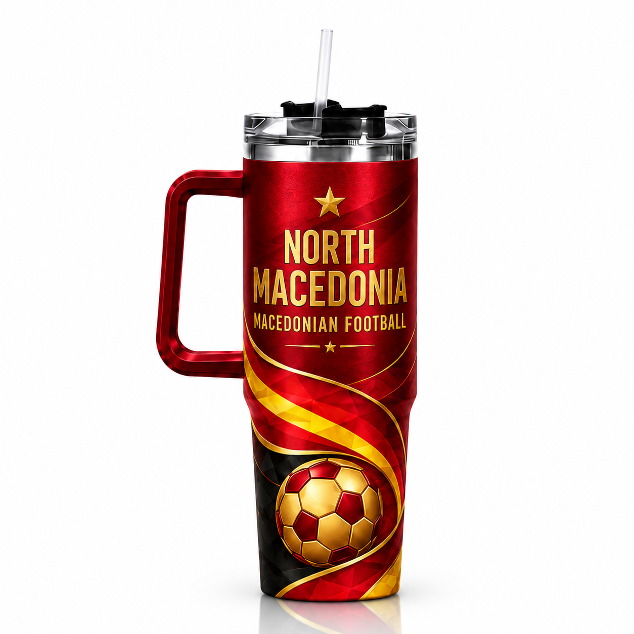 FIFA 2026 North Macedonia Football Sports All Over Printed 40oz Tumbler With Straw And Lid