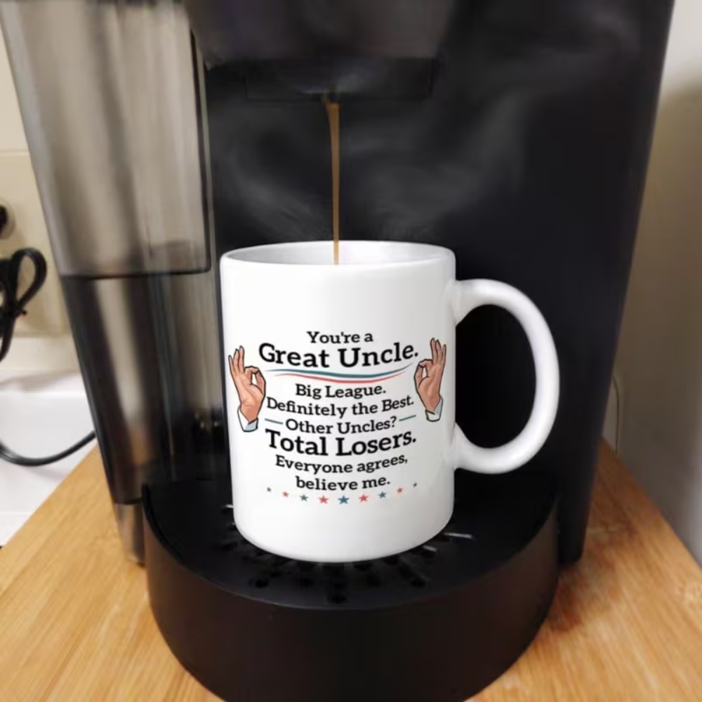 Humorous Ceramic Coffee Mug - "Great Uncle Big League" Gift for Nephew