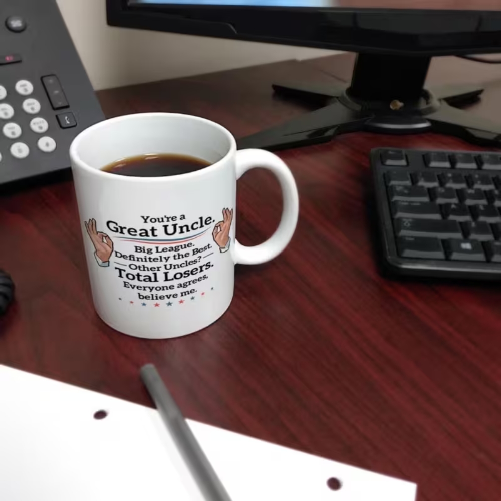 Humorous Ceramic Coffee Mug - "Great Uncle Big League" Gift for Nephew