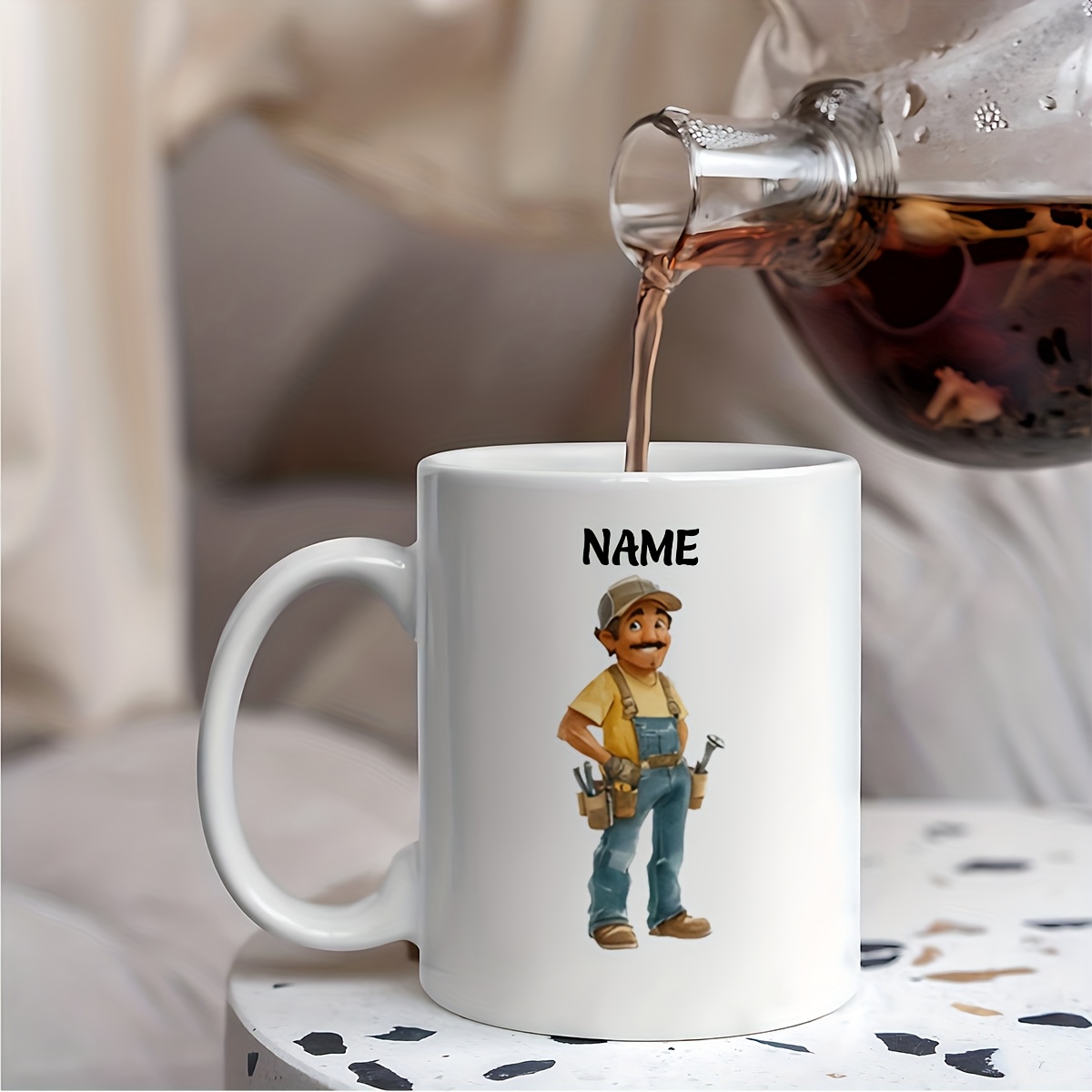 11oz Personalized Name Custom Cartoon Style Ceramic Coffee Mug.