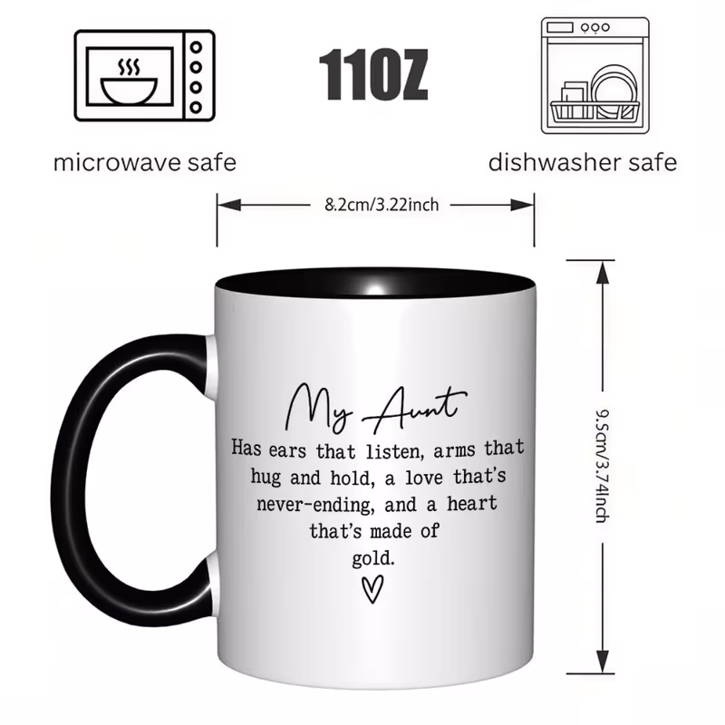  auntie 11oz ceramic coffee mug with message white gift for aunt birthday christmas thank durable ceramic tea cup for daily use coffee cup best for christmas 3