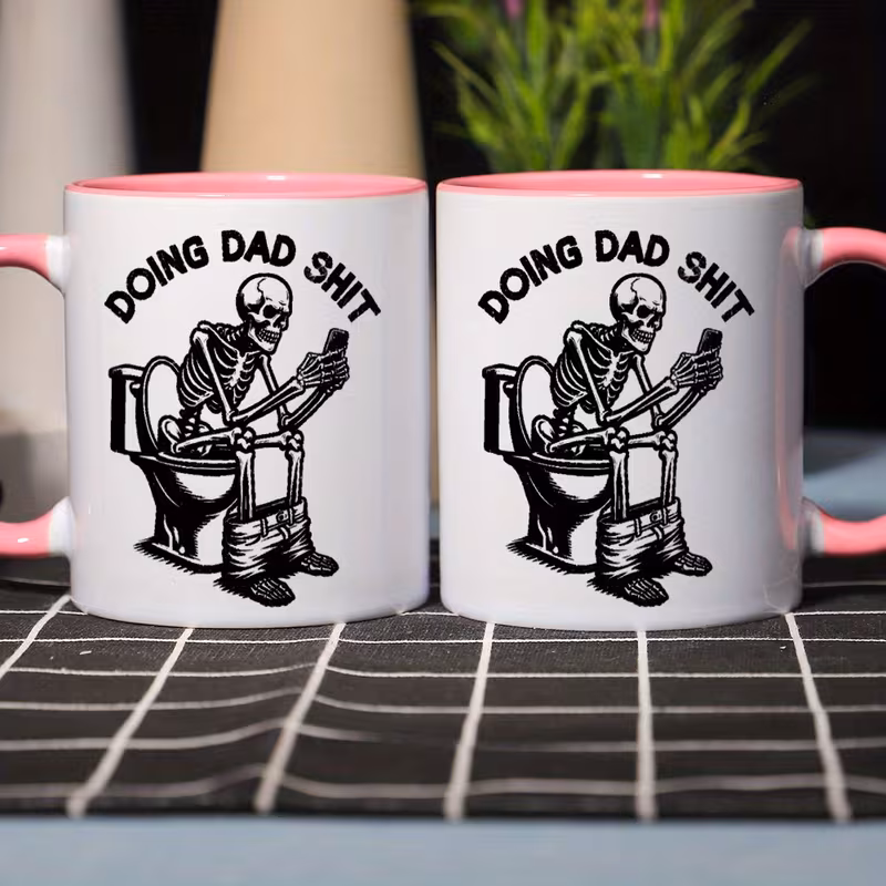 1pc funny skull doing dad 11oz ceramic coffee mug humorous skeleton design perfect gift for fathers day birthdays christmas halloween thanksgiving and more 6