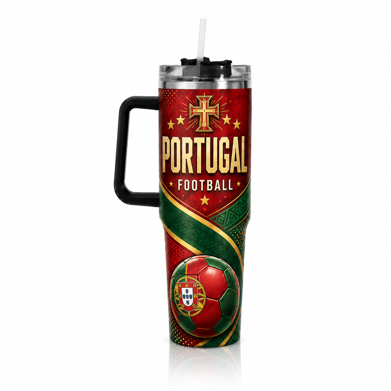 FIFA 2026 Portugal Football Sports All Over Printed 40oz Tumbler With Straw And Lid