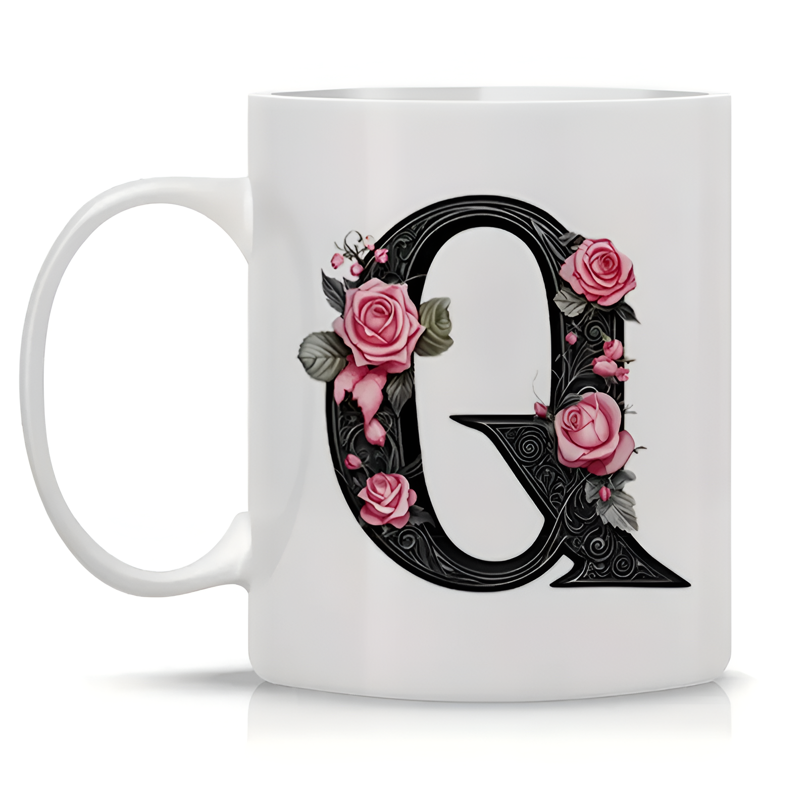 Floral Alphabet Printed Ceramic Coffee Mug