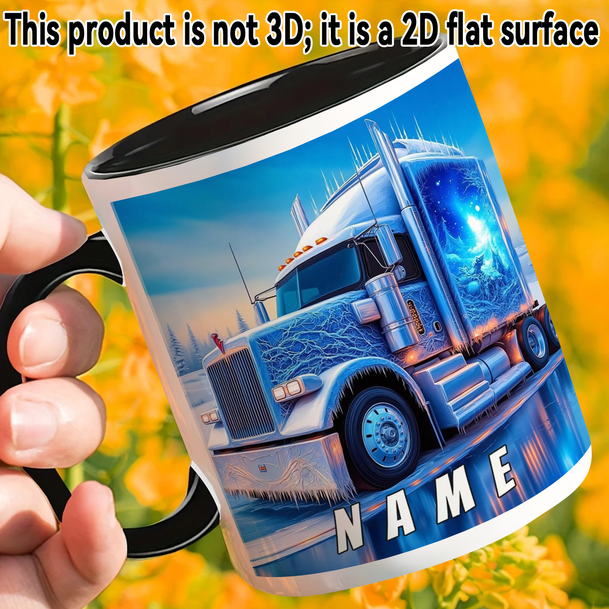 1pc Customizable Name Ice Sculpture Truck Pattern Durable White Ceramic Mug