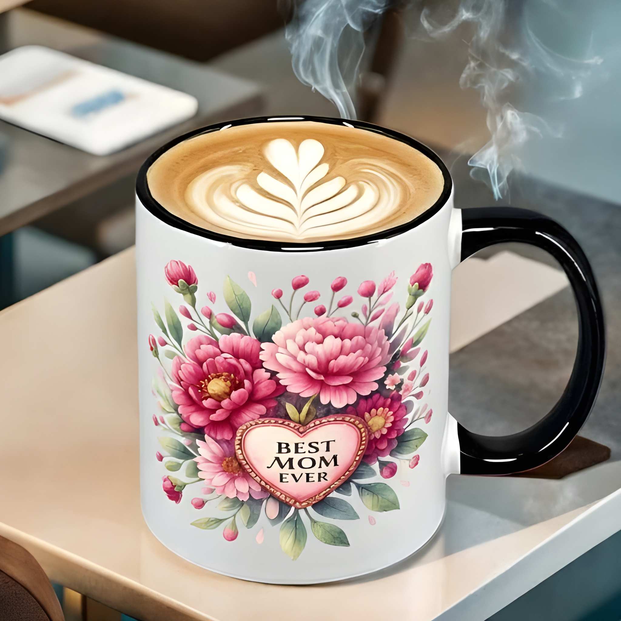 1 Piece 11Oz Ceramic Coffee Mug Best Mom Ever Floral Mothers Day Cup