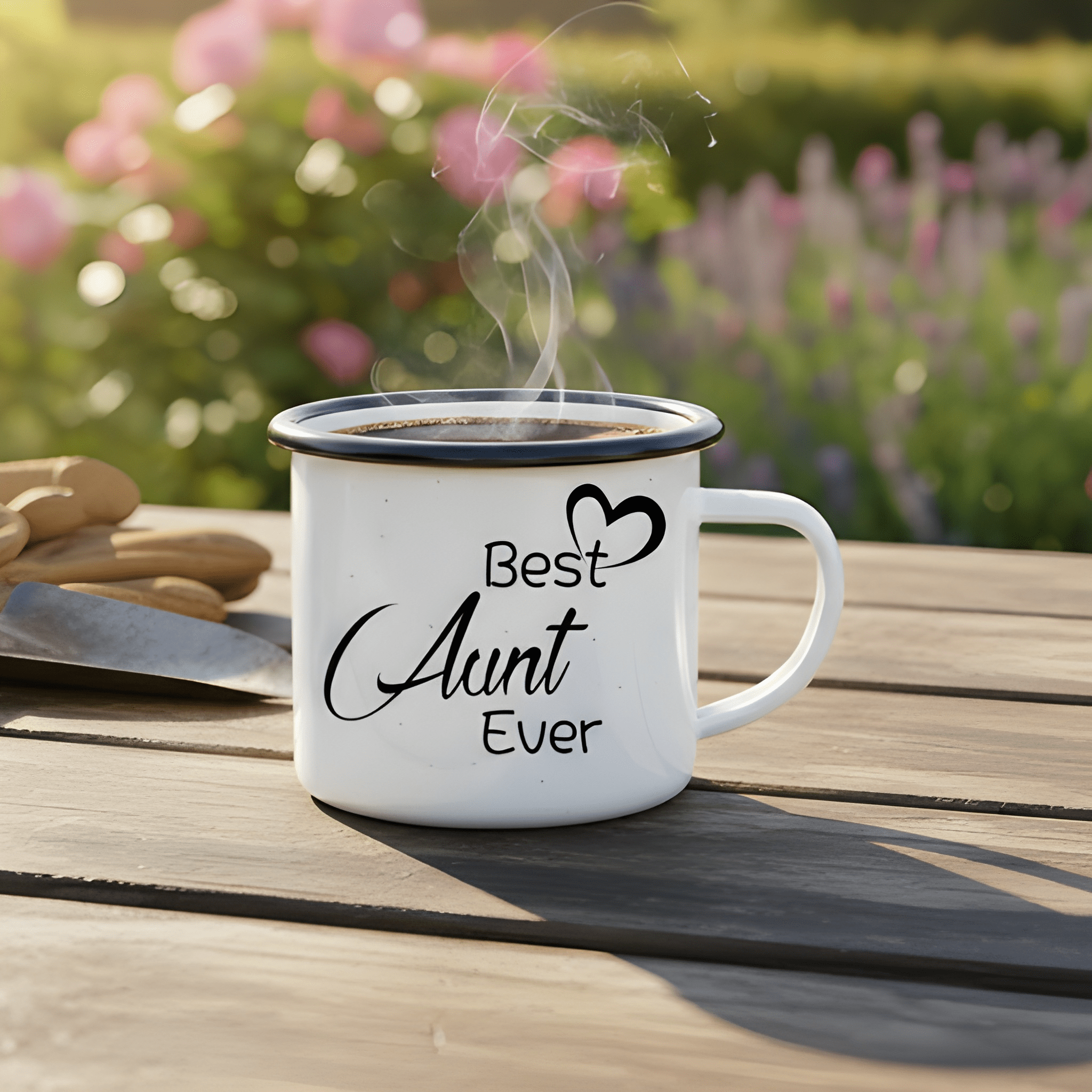 12 oz Enamel Best Aunt Ever Coffee Mug with Handle Travel Drinkware