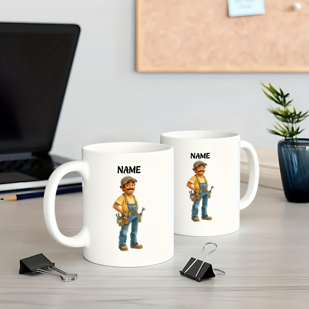 11oz Personalized Name Custom Cartoon Style Ceramic Coffee Mug.