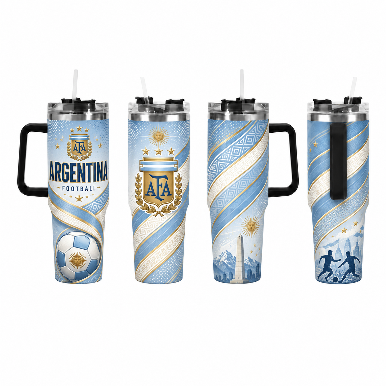 FIFA 2026 Argentina Football Sports All Over Printed 40oz Tumbler With Straw And Lid