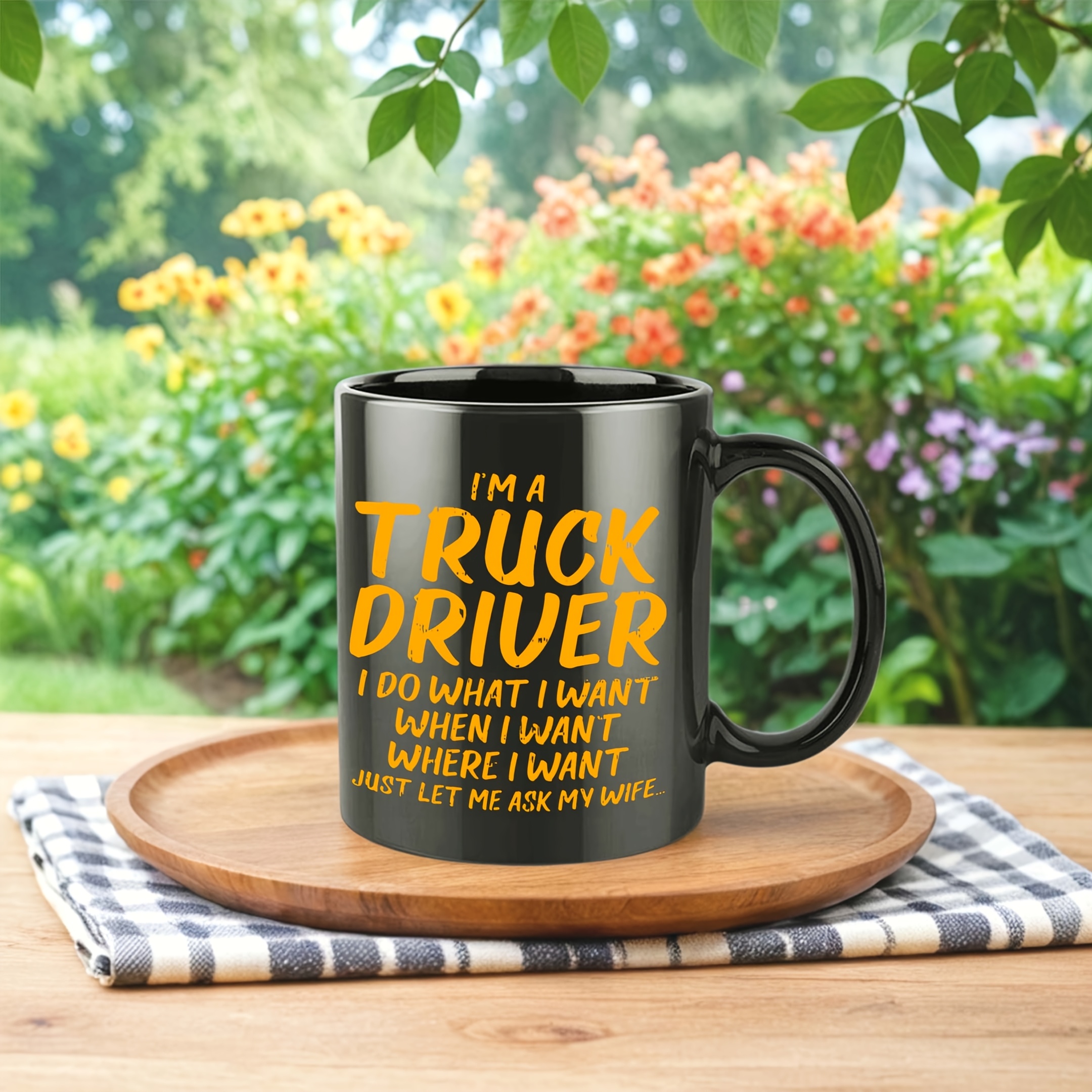 11Oz Ceramic Coffee Mug Featuring a Truck Driver Suitable for Restaurants And Businesses