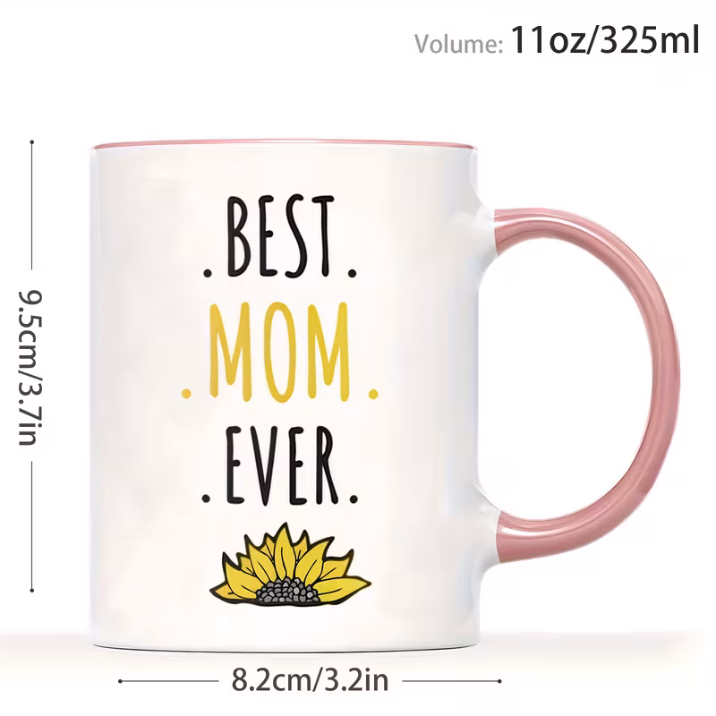 1pc 11oz inspirational sunflower coffee mug cup yellow sunflower pattern mom gift for mothers day birthday daily use for christmas daily drinkware birthday present cup 8