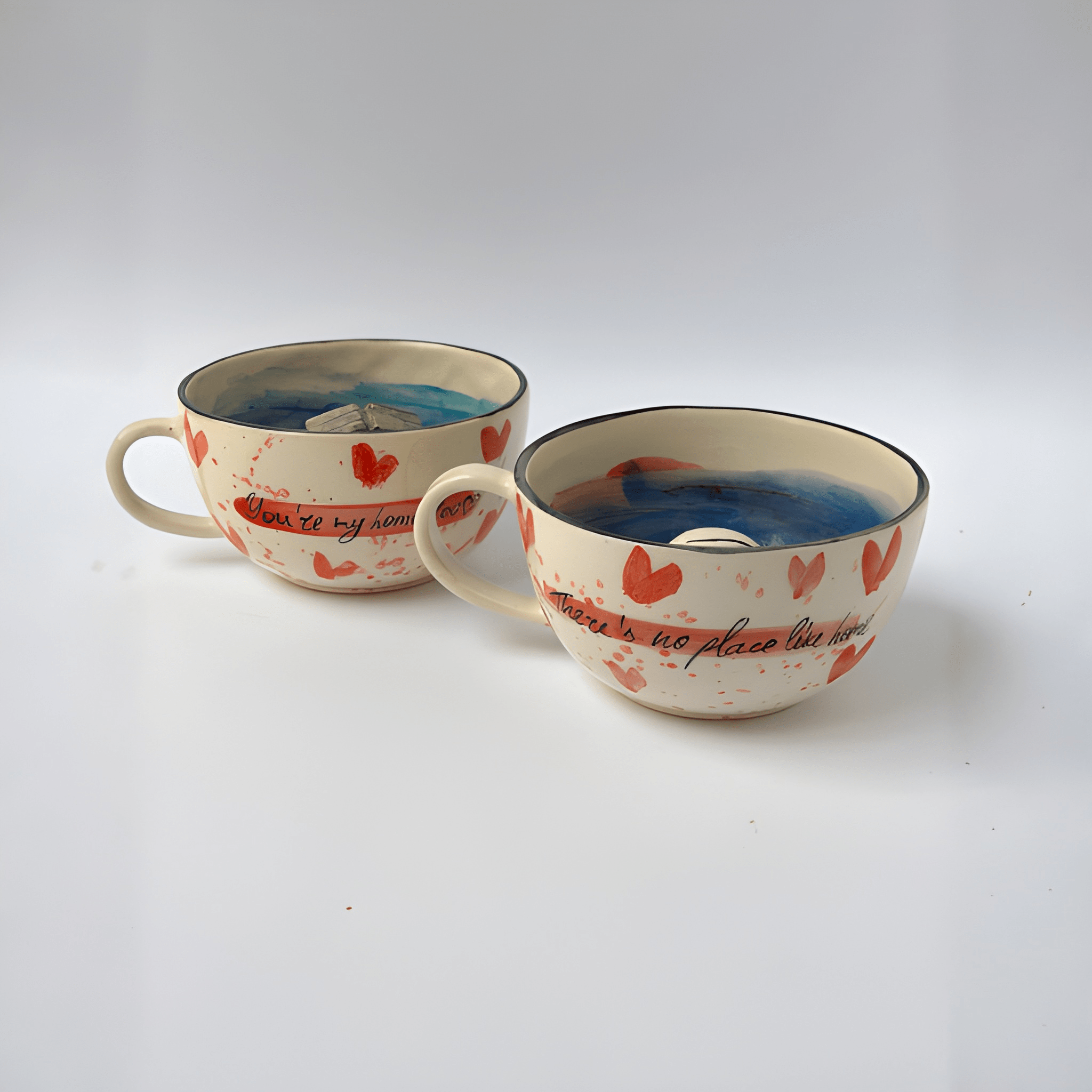 3D Robot Character Couple Mug Set Handmade Ceramic Cups