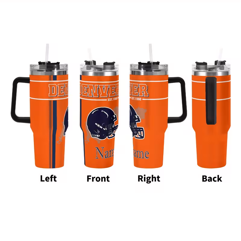 customizable football 40oz stainless steel vacuum vacuum with lid straw personalized name car cup reusable travel mug for coffee gift for fans ideal for cars offices home 0