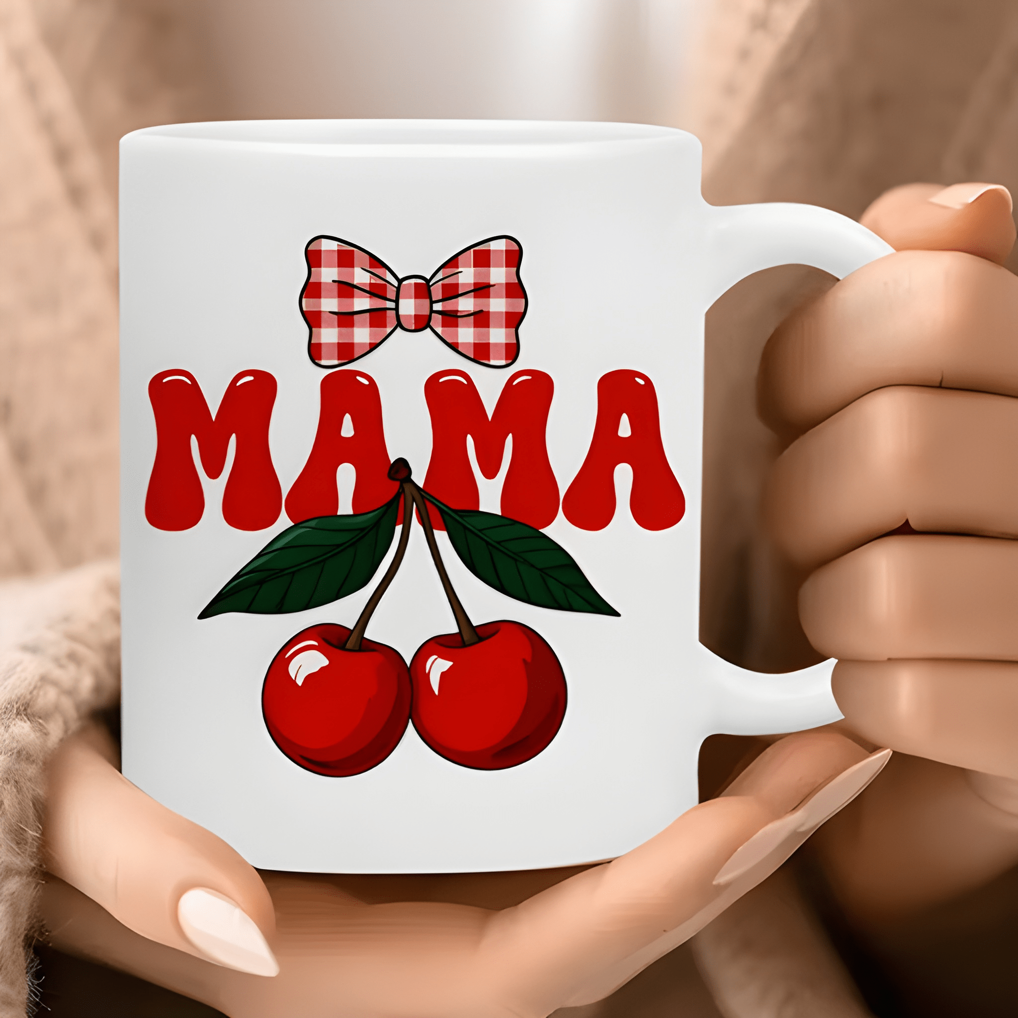 1 Piece 11Oz White Ceramic Coffee Mug Cherry Mama Mothers Day Cup