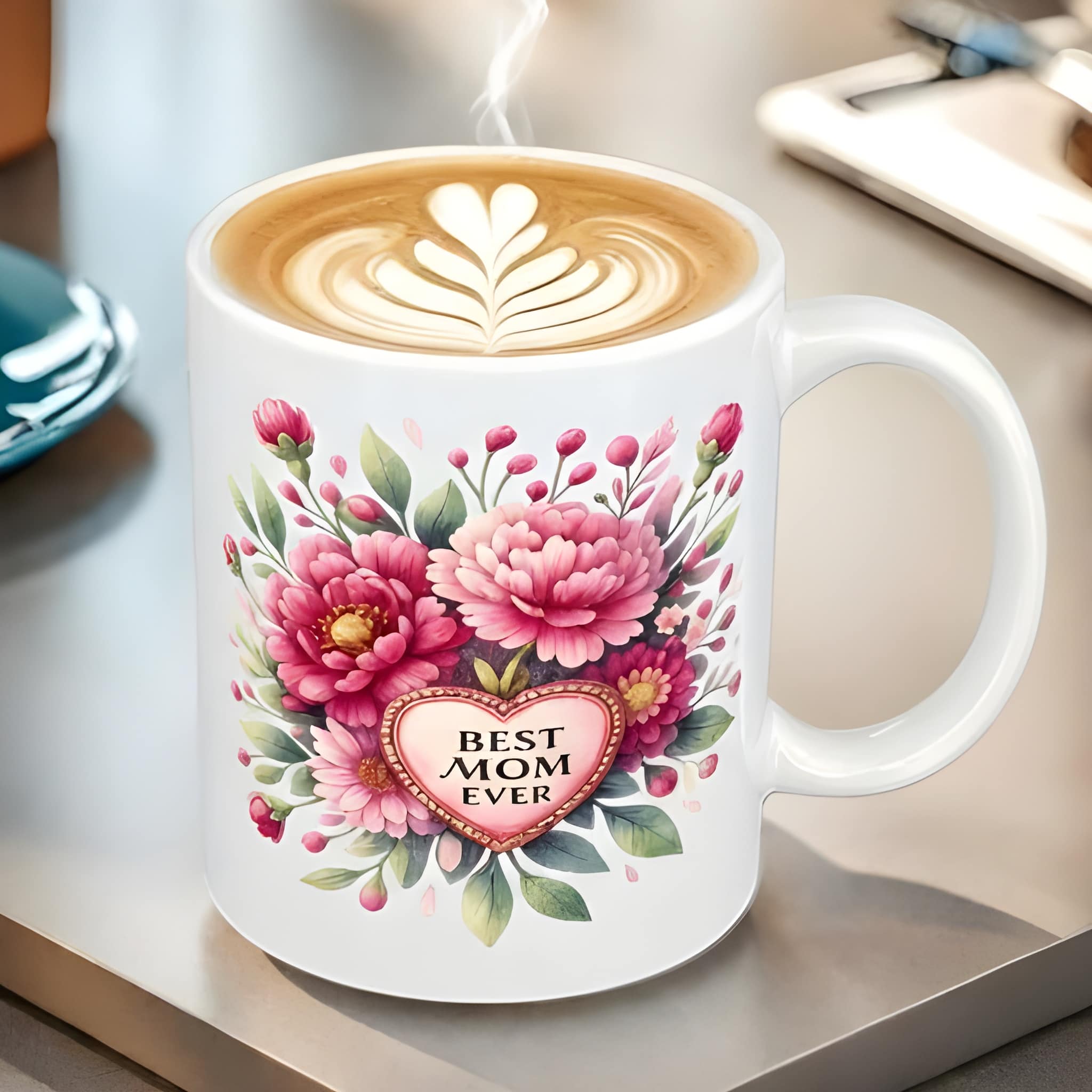 1 Piece 11Oz Ceramic Coffee Mug Best Mom Ever Floral Mothers Day Cup