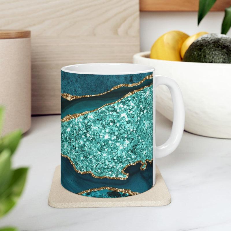 Turquoise Agate Ceramic Mug-Mineral Mug