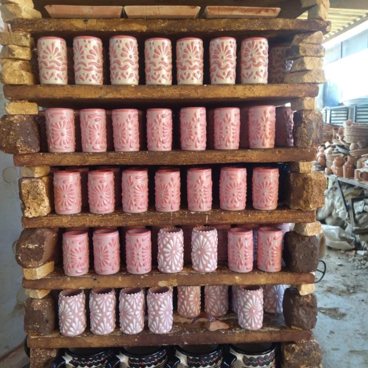 Handmade Ceramic Embossed Glass-Mineral Mug