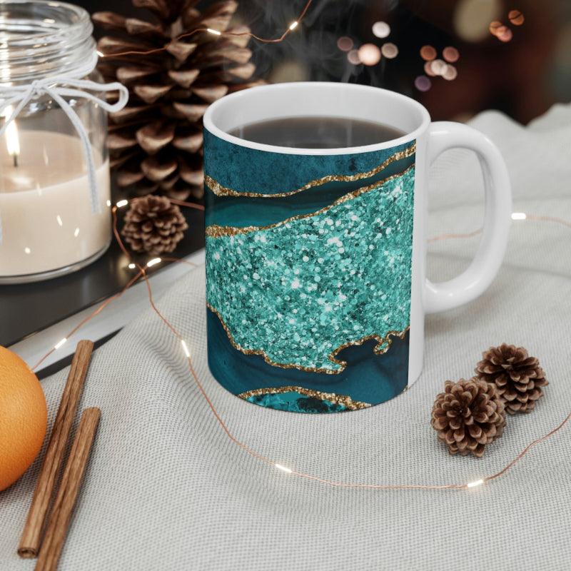 Turquoise Agate Ceramic Mug-Mineral Mug