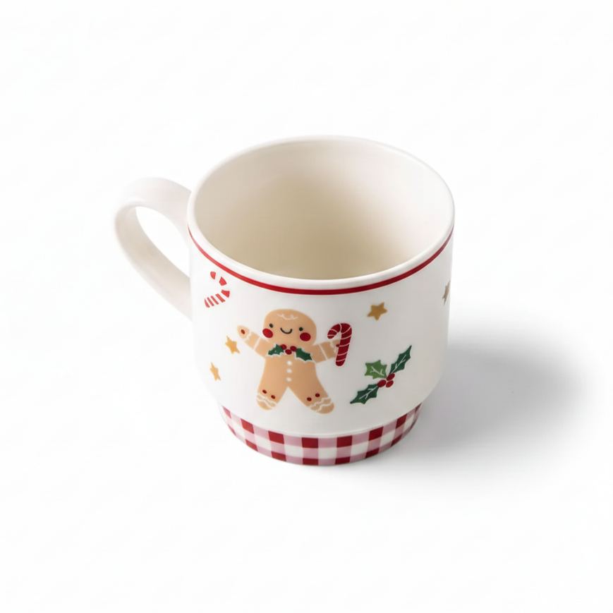 Gingerbread and Tree Ceramic Set of Two Mug 