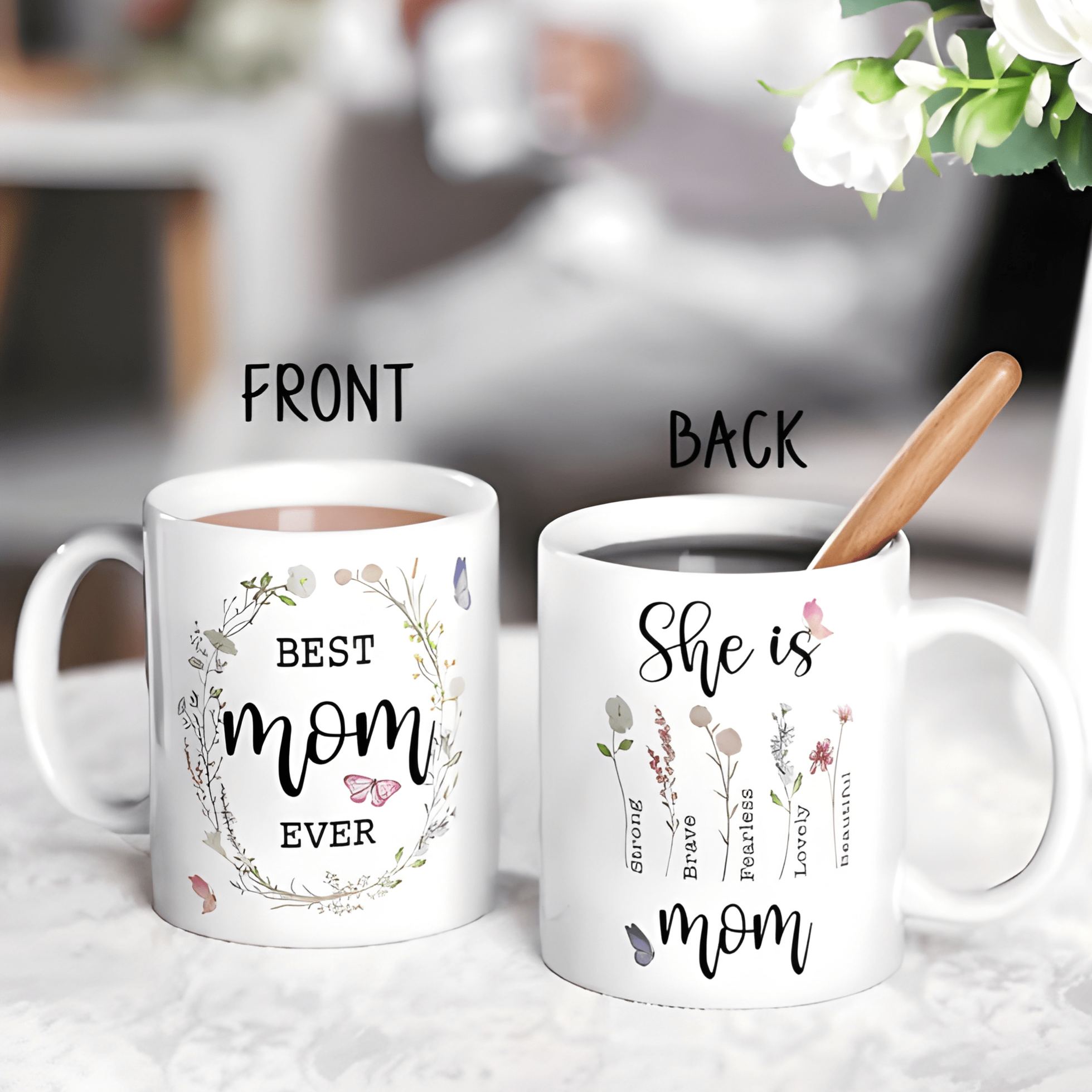 1 Piece 11Oz Ceramic Coffee Mug Best Mom Ever Floral Mothers Day Cup