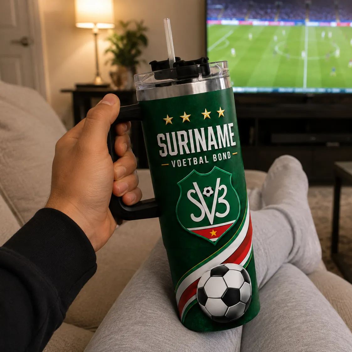FIFA 2026 Suriname Football Sports All Over Printed 40oz Tumbler With Straw And Lid