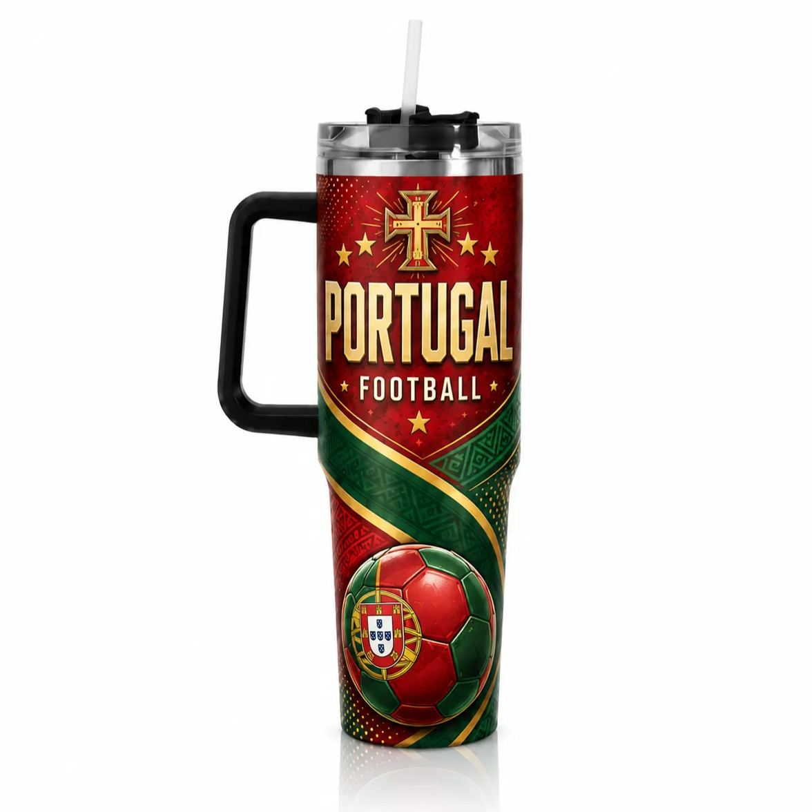 FIFA 2026 Portugal Football Sports All Over Printed 40oz Tumbler With Straw And Lid