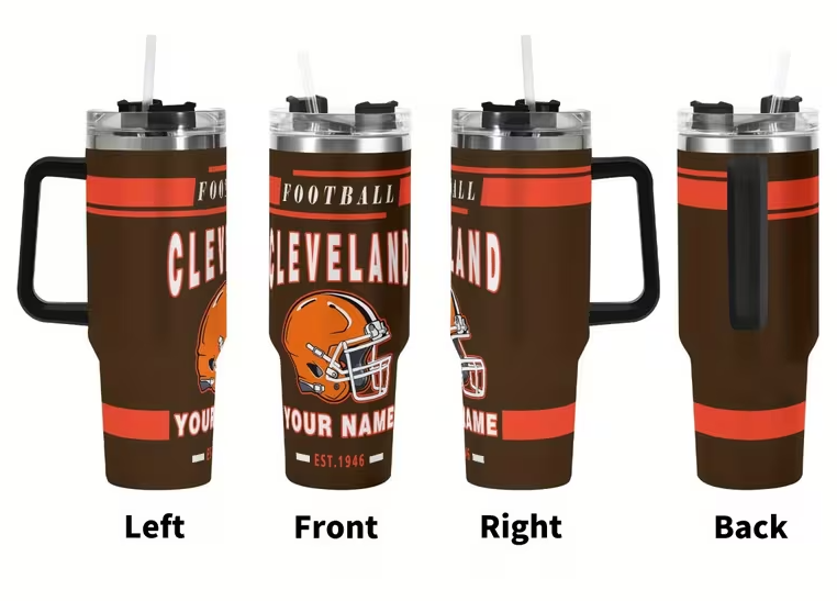 40oz custom   football cup personalized name non slip handle reusable travel mug for hot or cold drinks perfect gift for fans office home and car use coffee travel mug 0