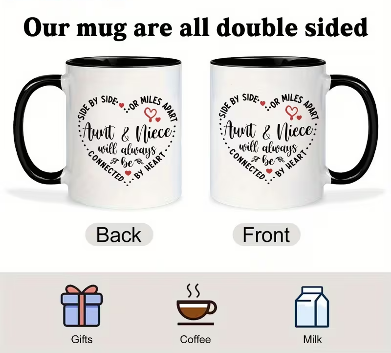 1pc aunt niece   ceramic travel mug with aunt niece names initials coffee cup for ideal birthday valentines mothers day gift reusable 1