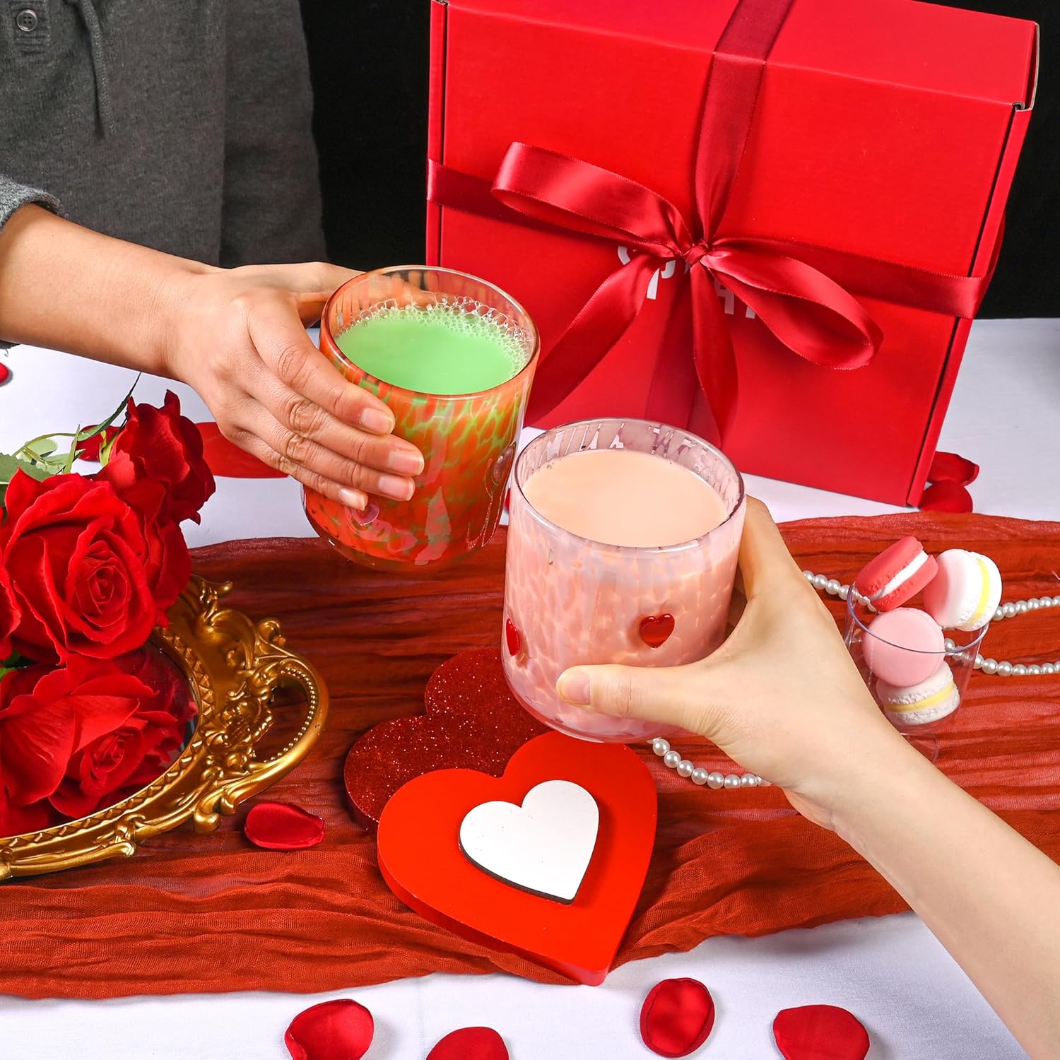 14 oz 2 Pcs Valentine Day Icon Glass Cups Set