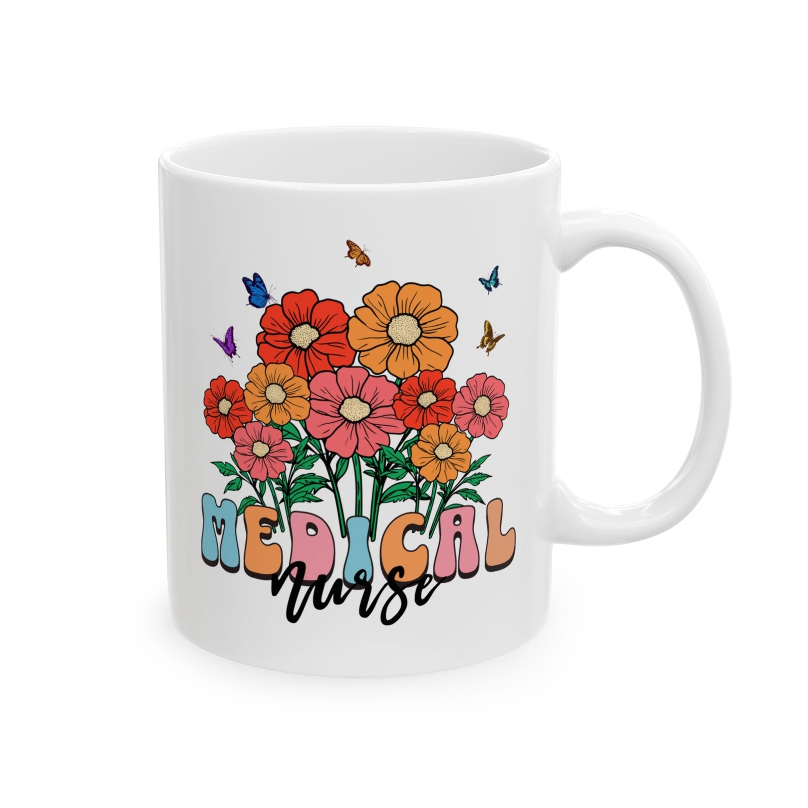 Medical Nurse 11oz White Ceramic Wildflowers Mug
