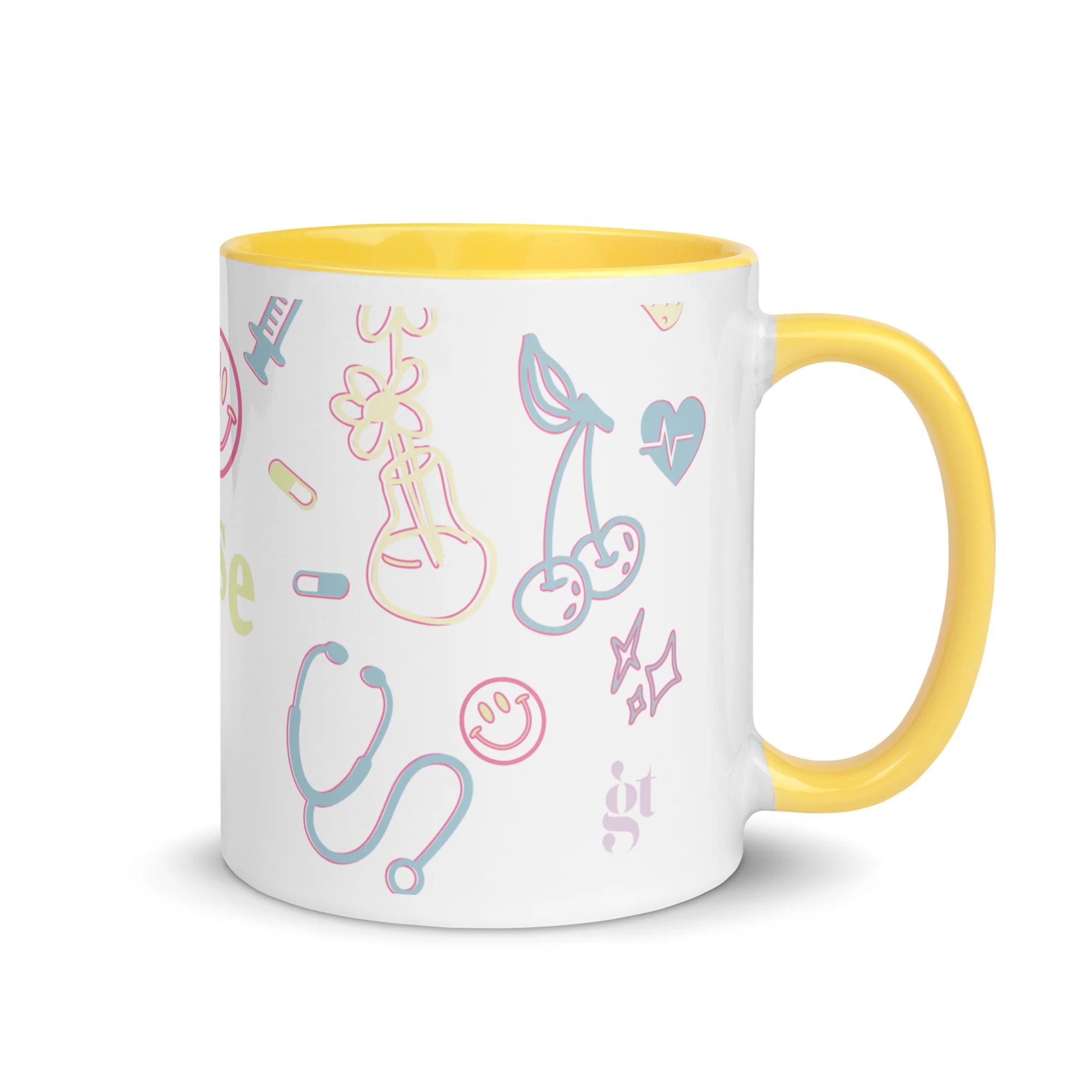 Nurse Icons Mug with Yellow Color Inside