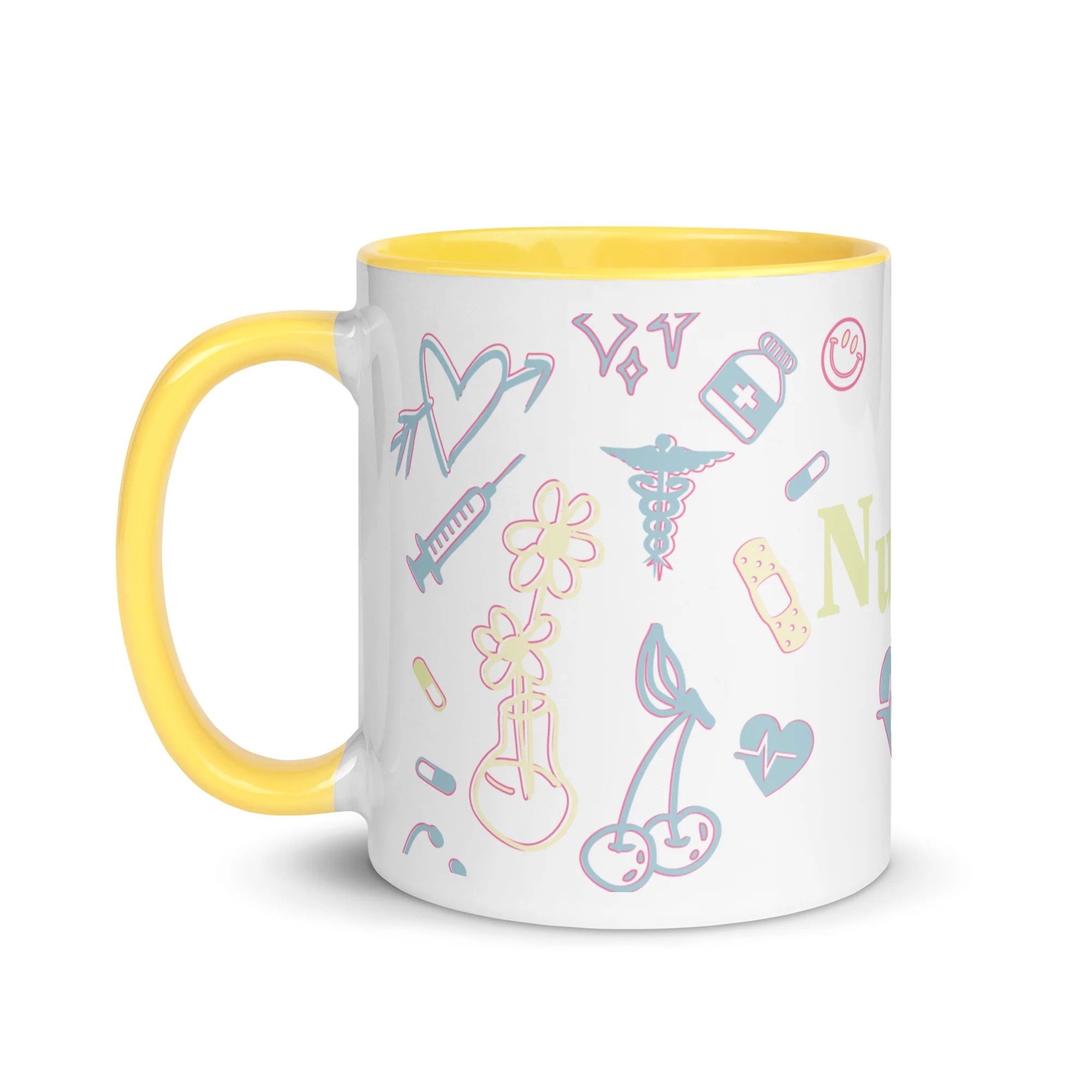 Nurse Icons Mug with Yellow Color Inside