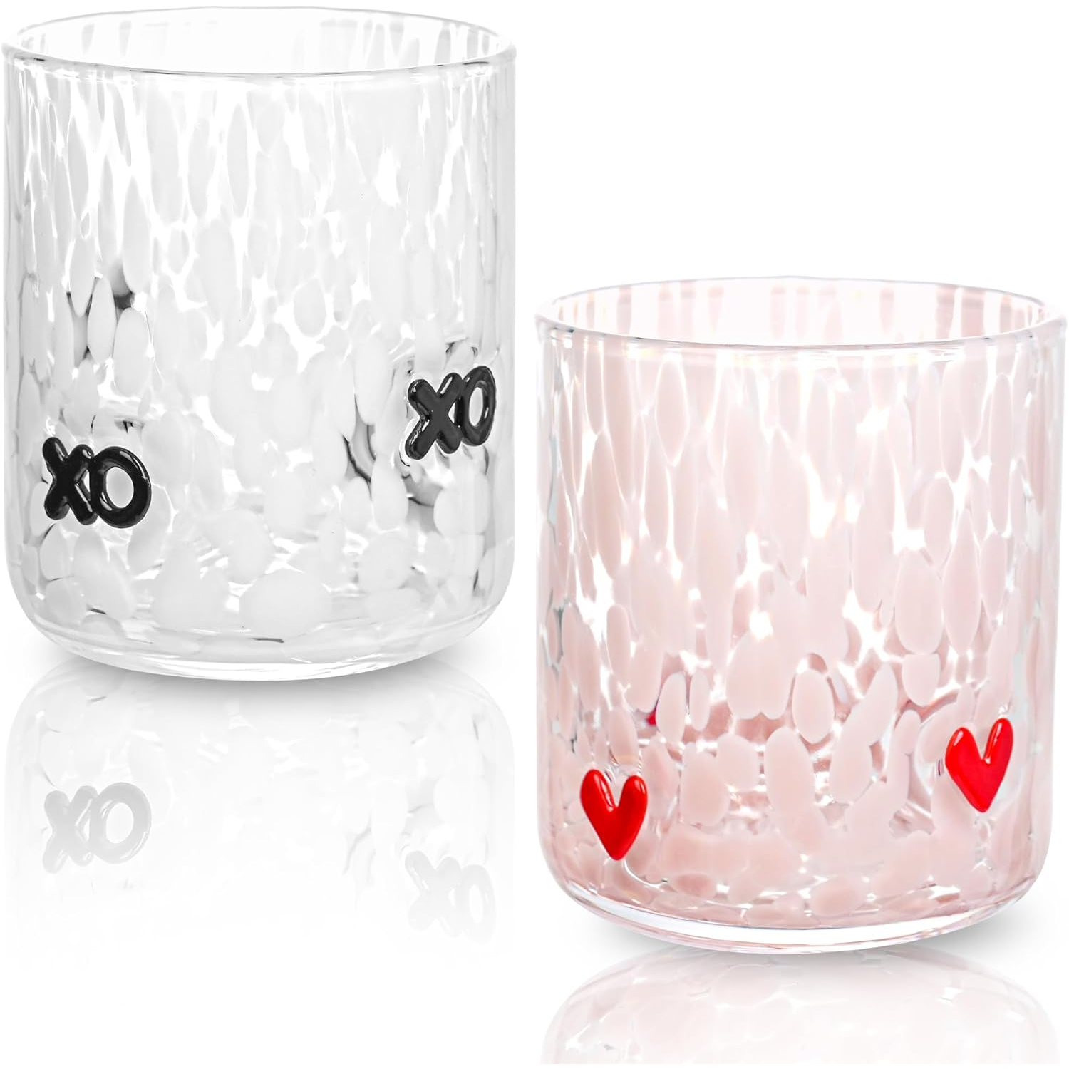 14 oz 2 Pcs Valentine Day Icon Glass Cups Set