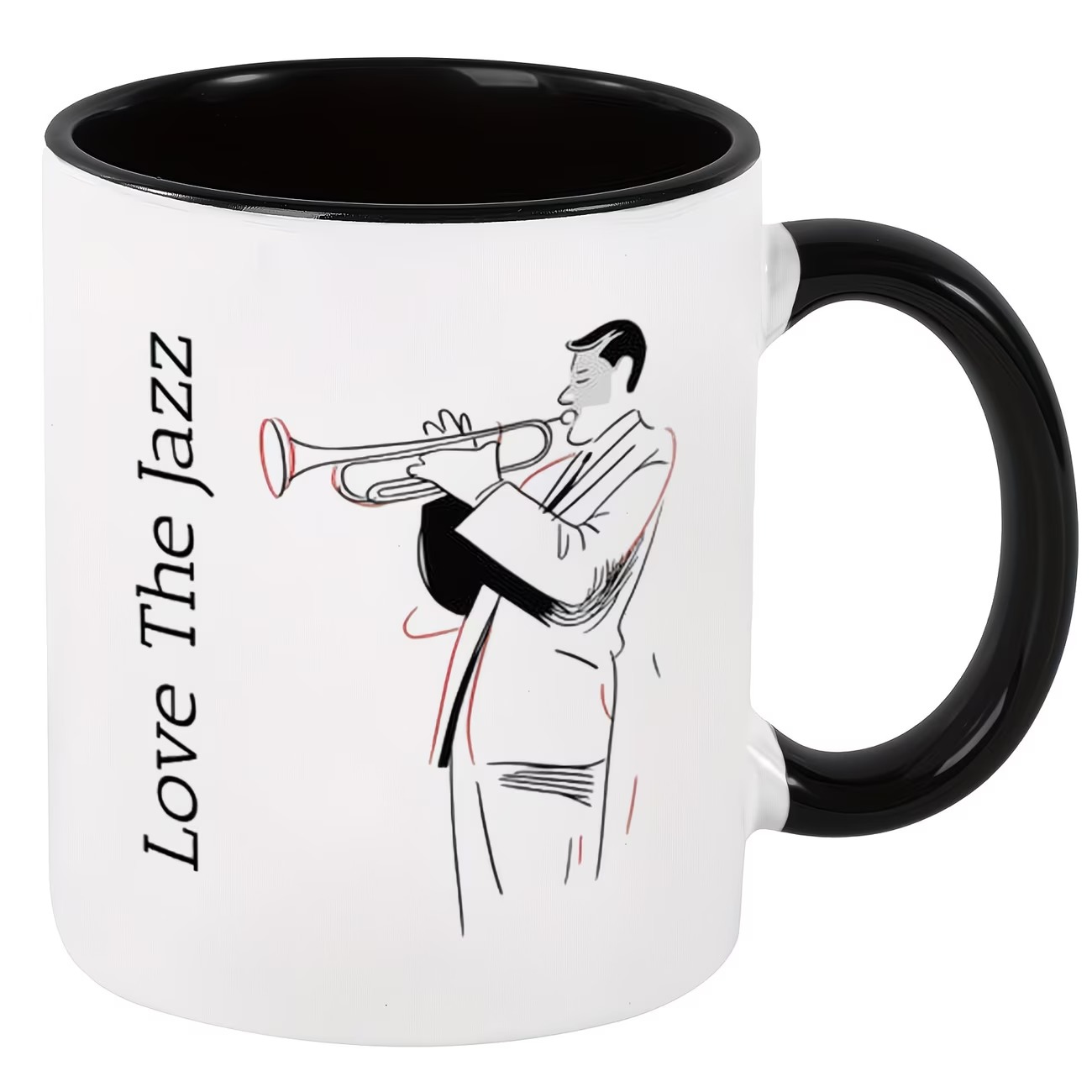  11oz Ceramic Jazz Musician Mug with Saxophonist Sketch