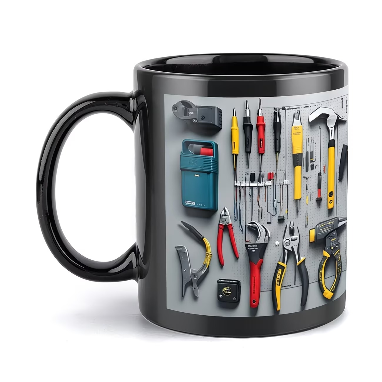 Mug Featuring a Design of Electrical Tools