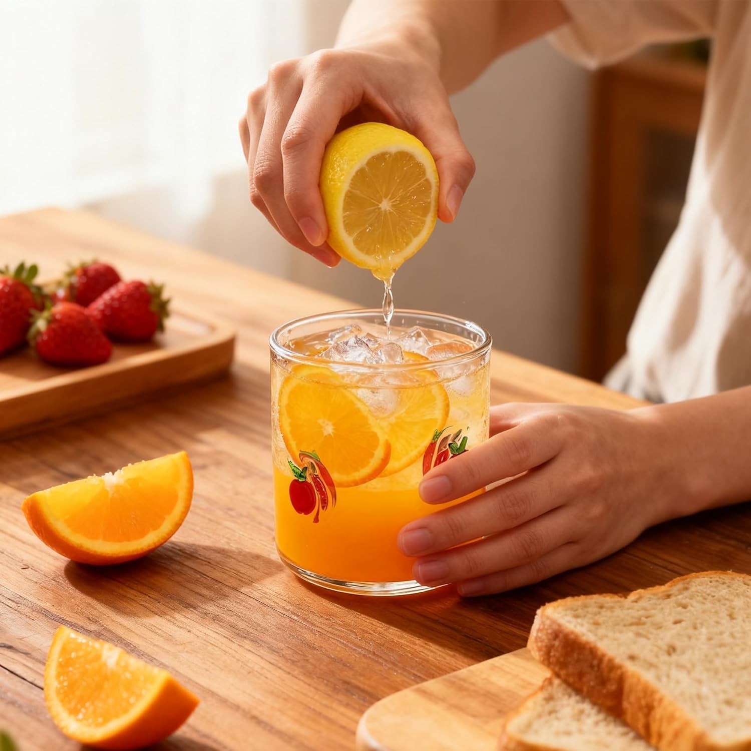 Aesthetic Glass Juice Cups 14 oz Cocktail Glasses Drinking Glass