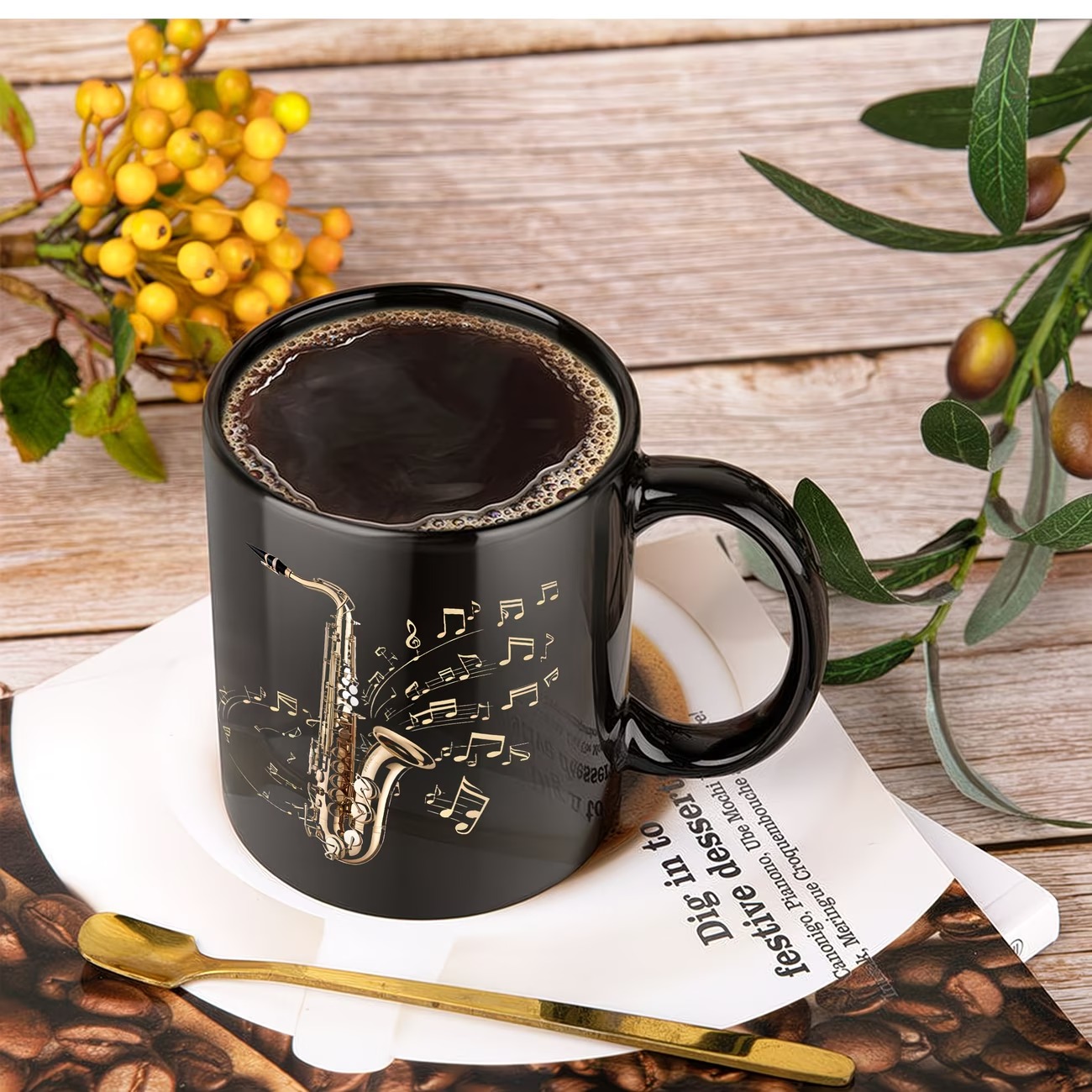 Saxophone & Music Notes 11oz Ceramic Coffee Mug