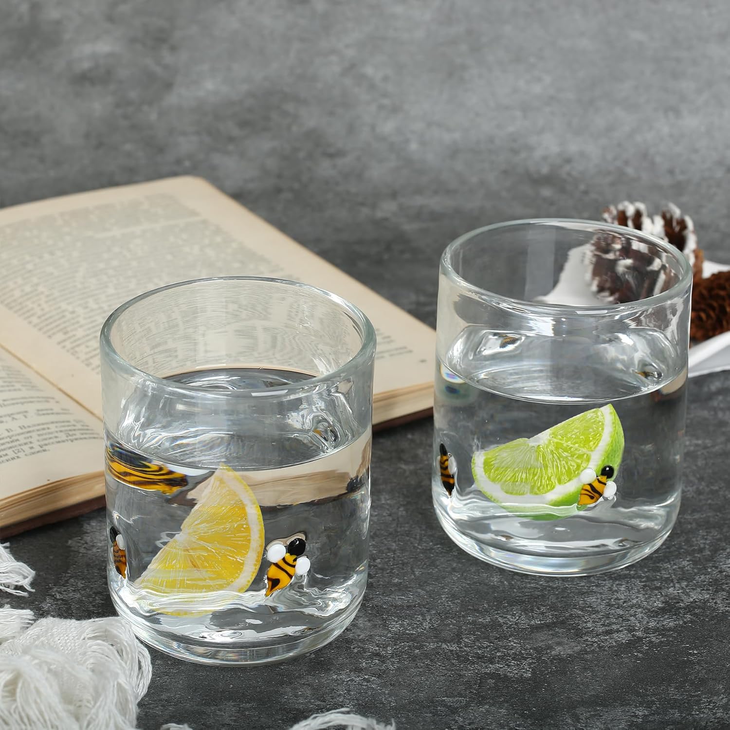 2 Pack Icon Juice Glass Old Fashioned Transparent Cup