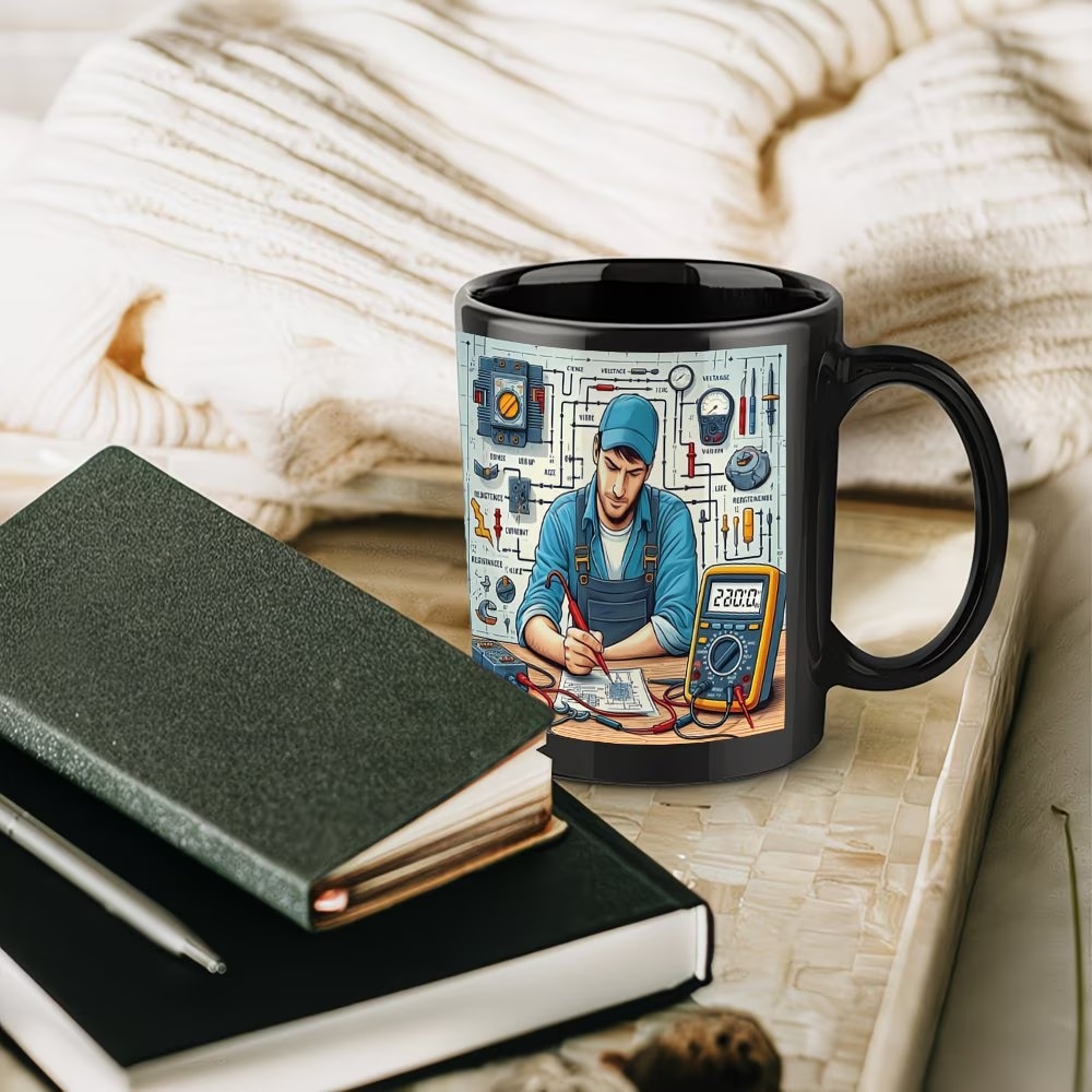 Heavy-Duty Ceramic Cup with Technician Design