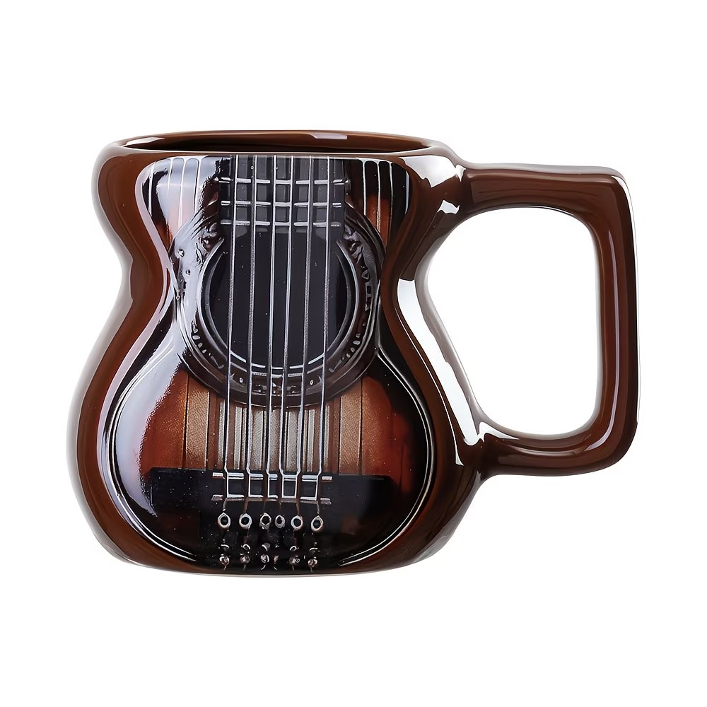Novelty 1pc Ceramic Guitar Mug with Lid