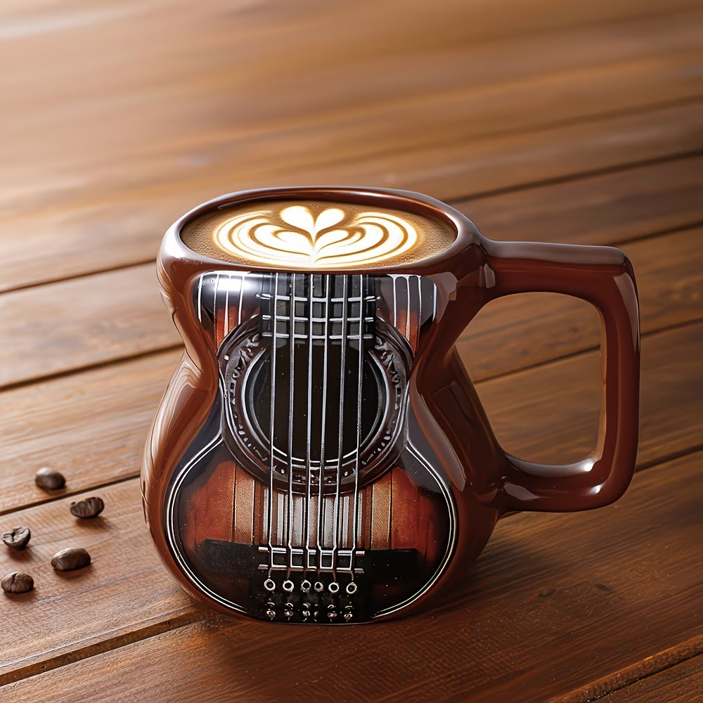 Novelty 1pc Ceramic Guitar Mug with Lid