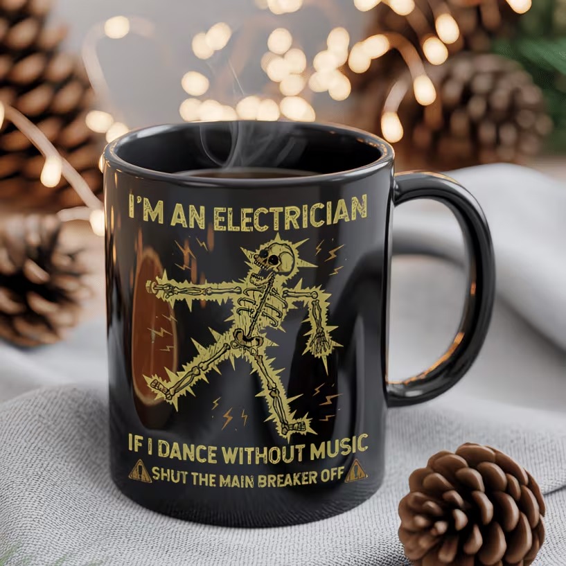 Electrician's Humor ceramic black mug