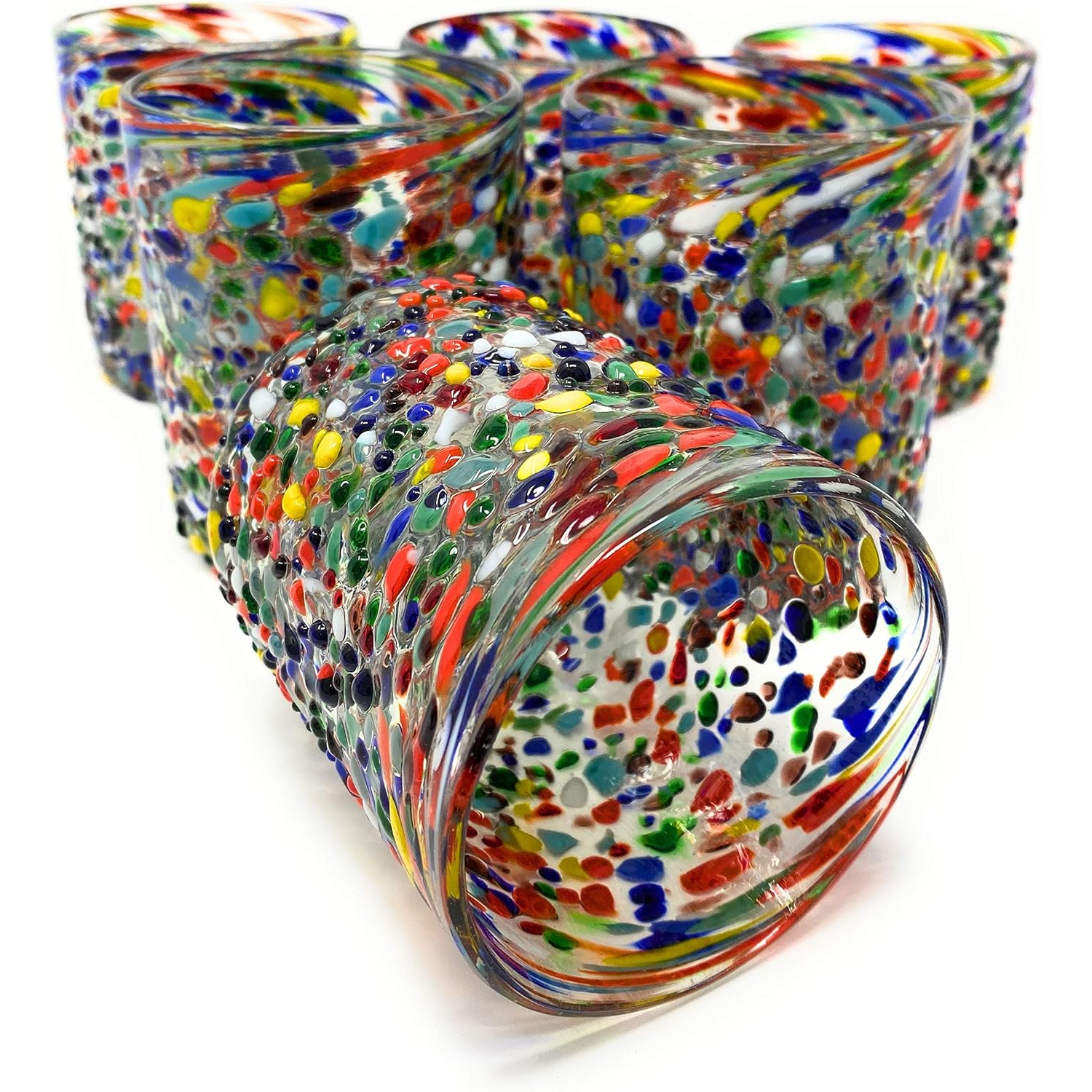 Set of 6 Confetti Rock Tumbler Glasses