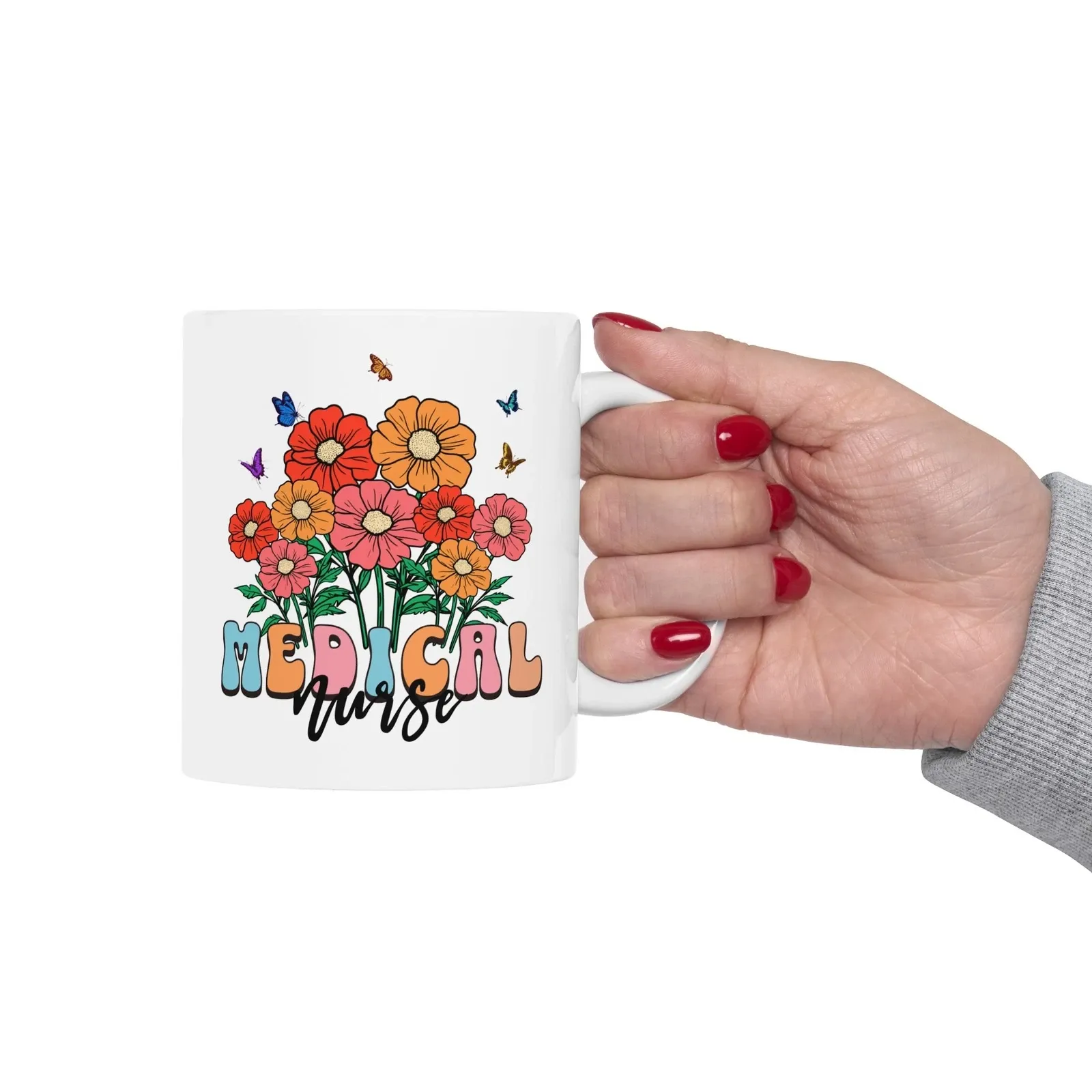 Medical Nurse 11oz White Ceramic Wildflowers Mug