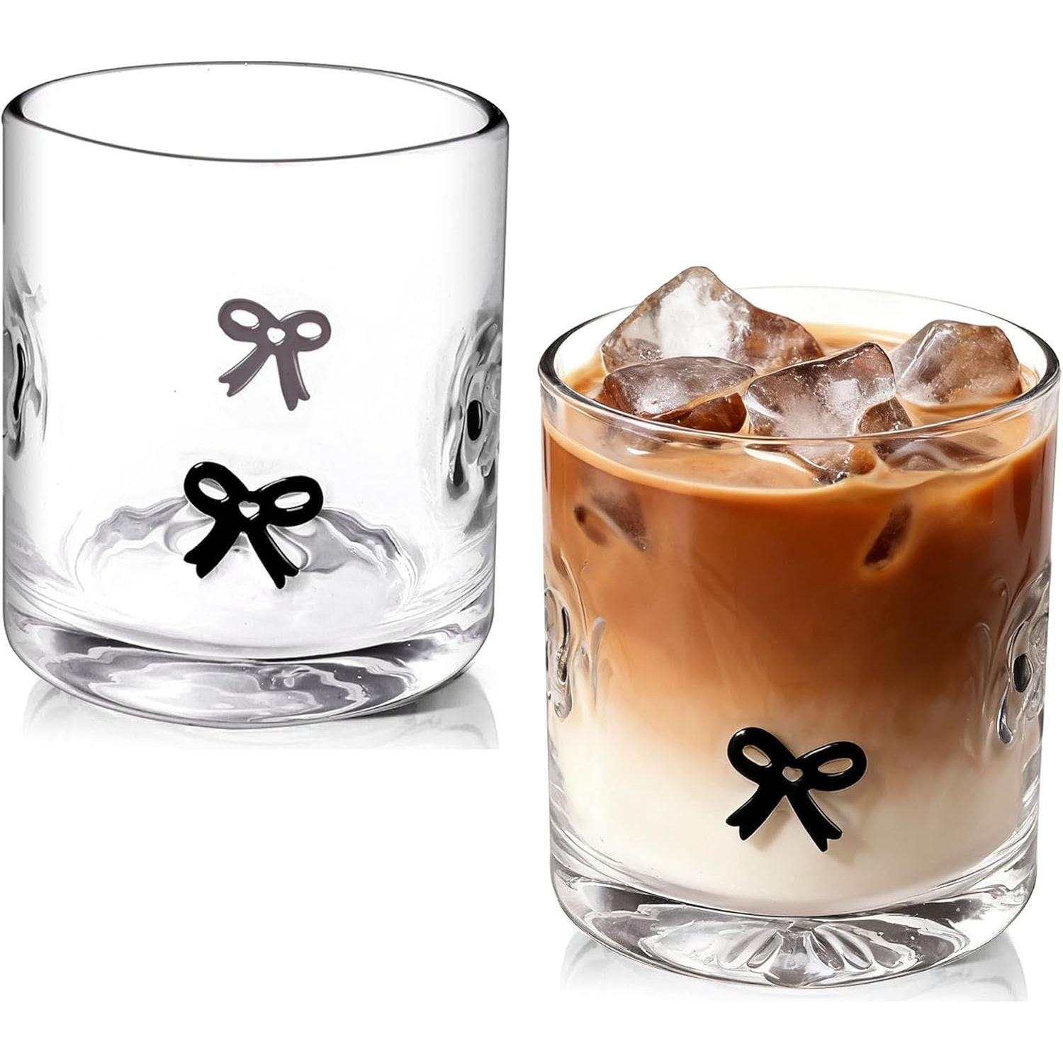 2 Pcs Icon Glass Cups Bow Icon Glasses 14oz Handblown Cocktail Glasses