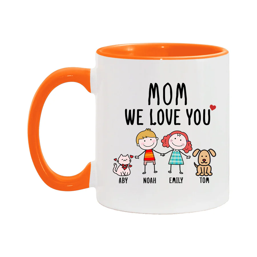 Personalized Mom We Care Message 11oz Ceramic Mug With Color Handle