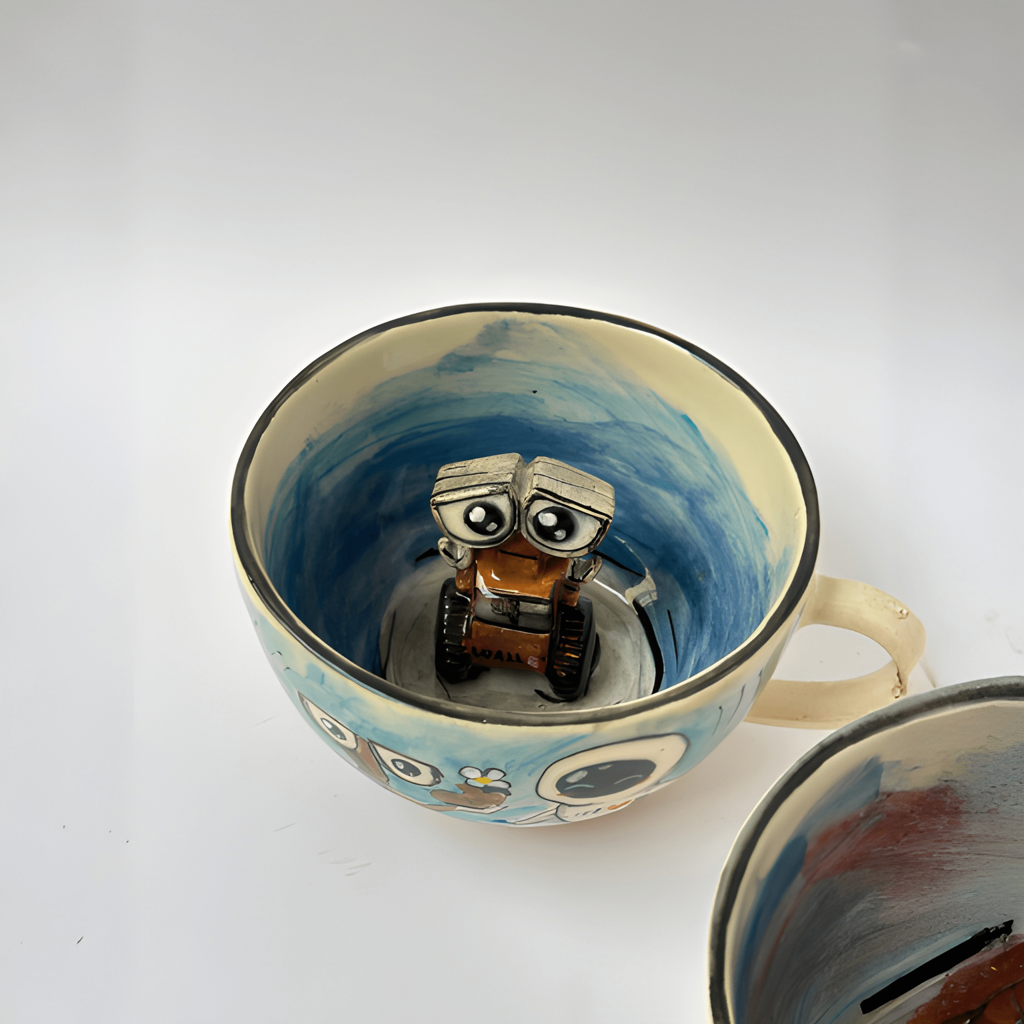 3D Robot Character Couple Mug Set Handmade Ceramic Cups