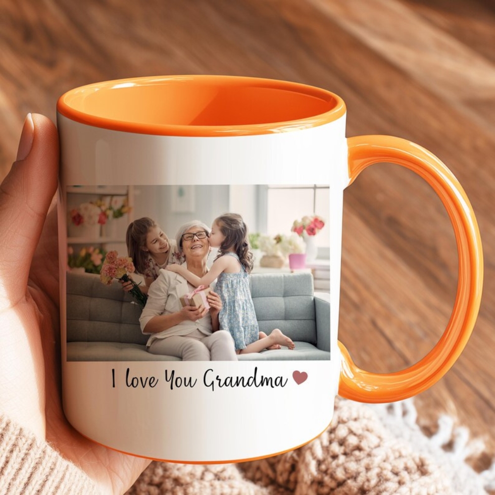 Personalized Grandma Photo Mug, Custom Coffee Cup with Family Picture, Mother's Day Gift for Grandma